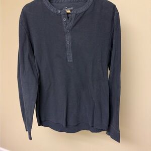 Casual Navy Long Sleeve Henley Shirt